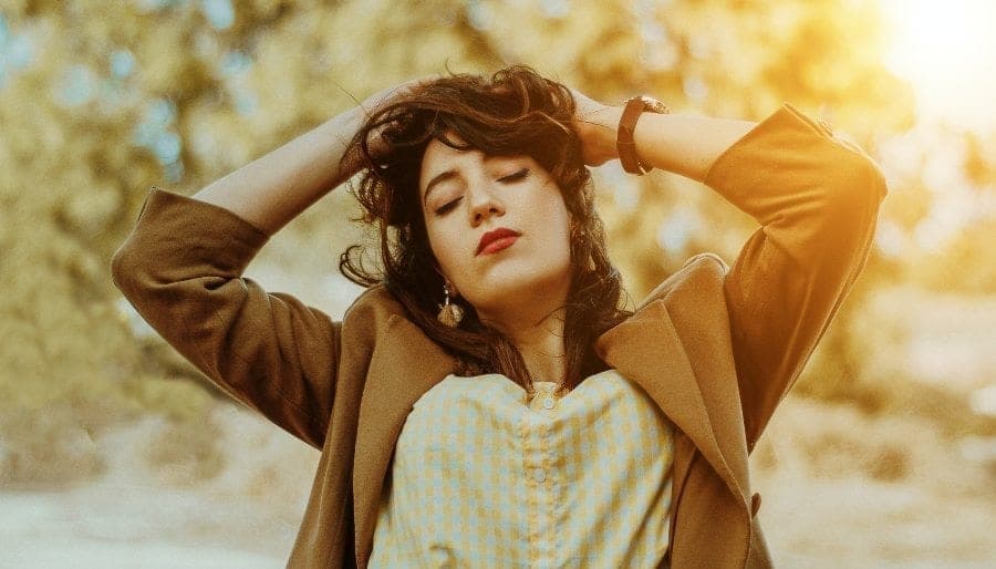 Woman in deep feeling