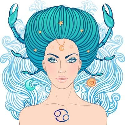 Illustration of cancer zodiac sign as a beautiful girl.