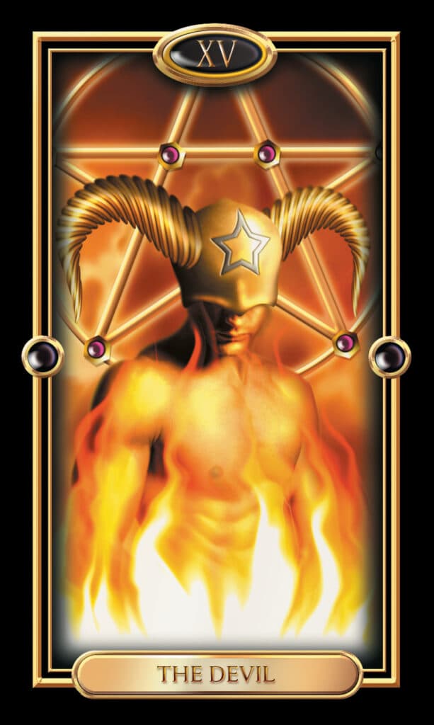 The Devil tarot card gilded