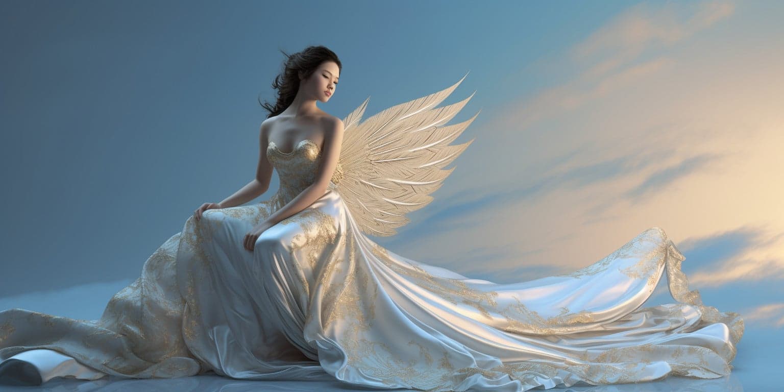 Angel Number 46 - Angel with short black hair. White clouds in the background.
