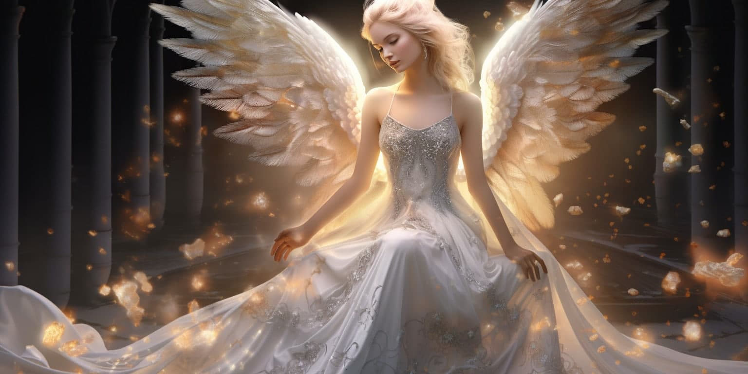 Angel Number 447 - Angel with long blonde hair.