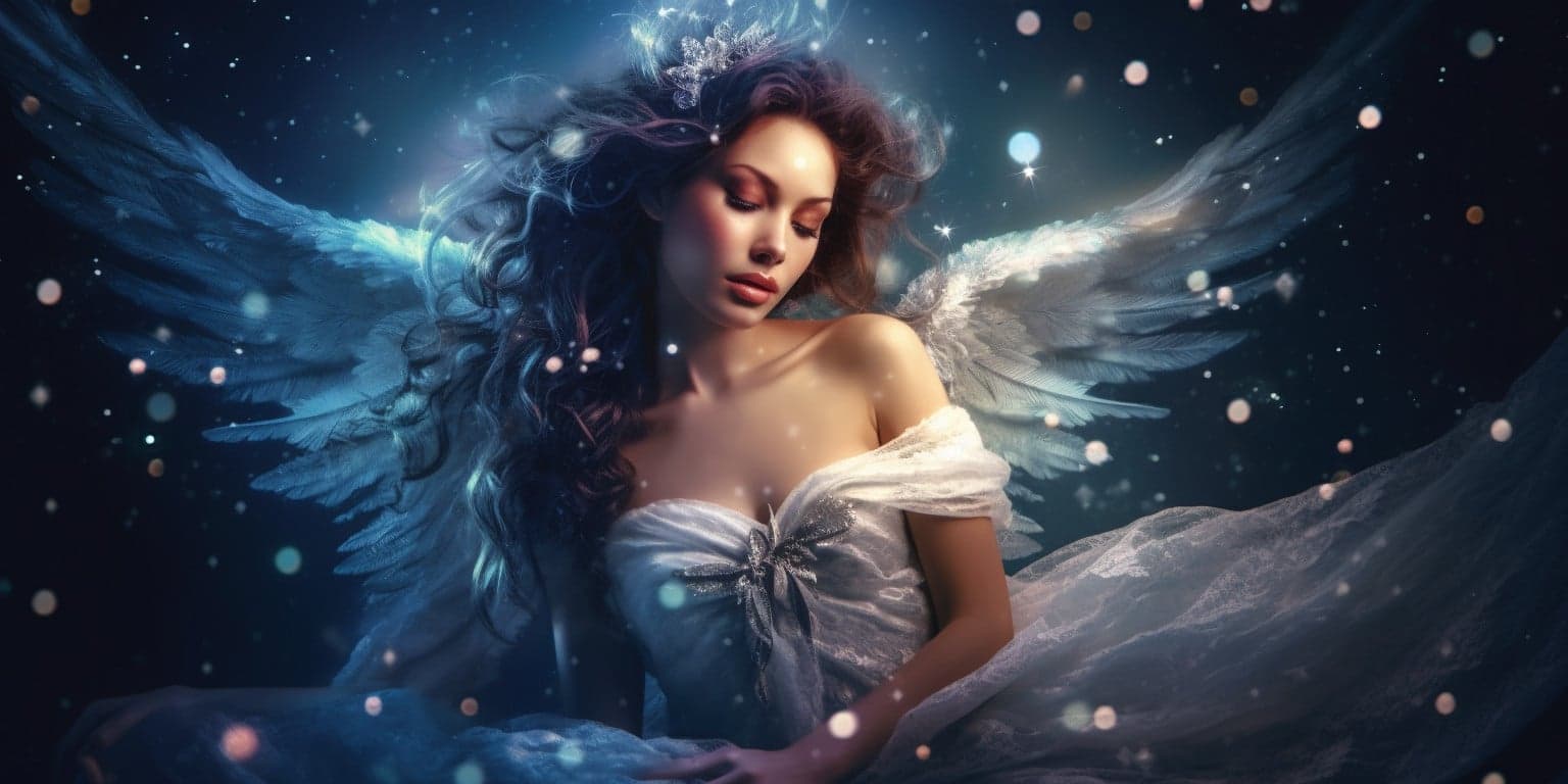 Angel Number 464 - Angel with long dark hair.
