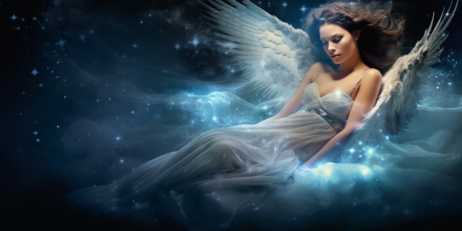 Angel Number 884 - Angel with long dark hair.