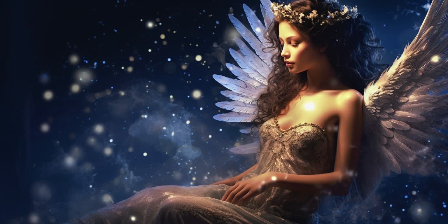 Angel Number 599 - Angel with long dark curly hair.