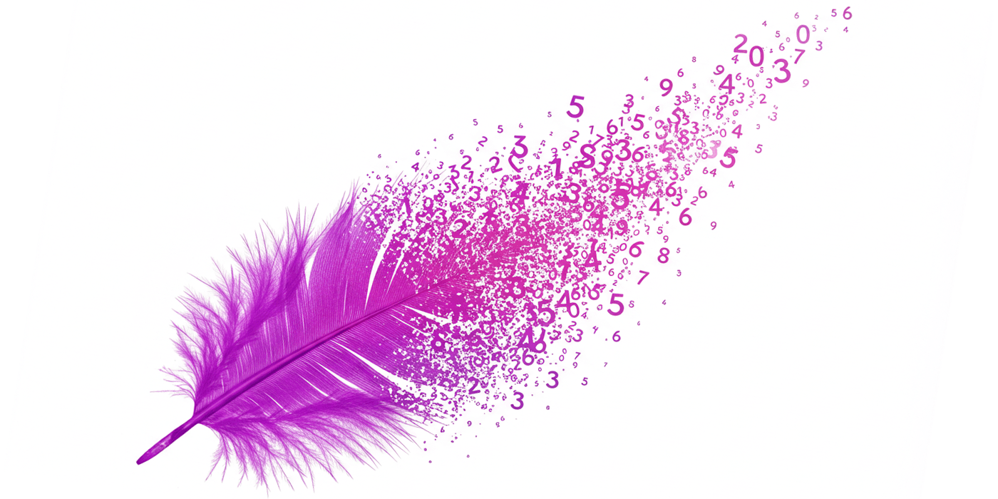 Numerology journey - feather transforming into numbers
