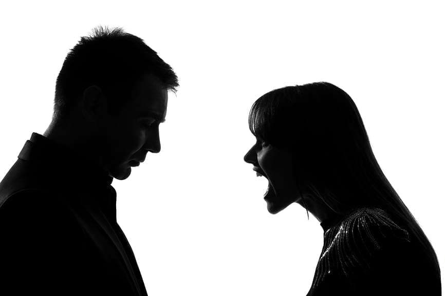 One couple man and woman screaming shouting dipute The Shadow Knows – How To Heal Your Negative Self-Talk