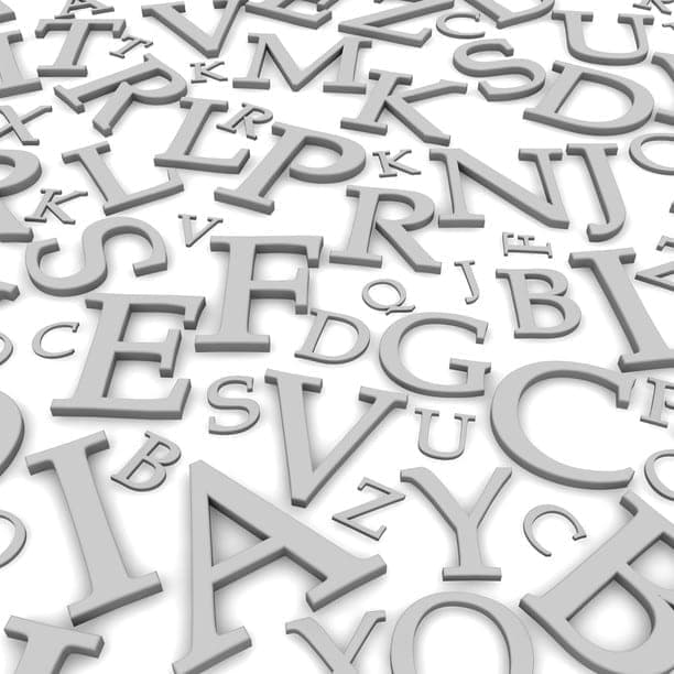 Black and white letters background grey letters on a white background
