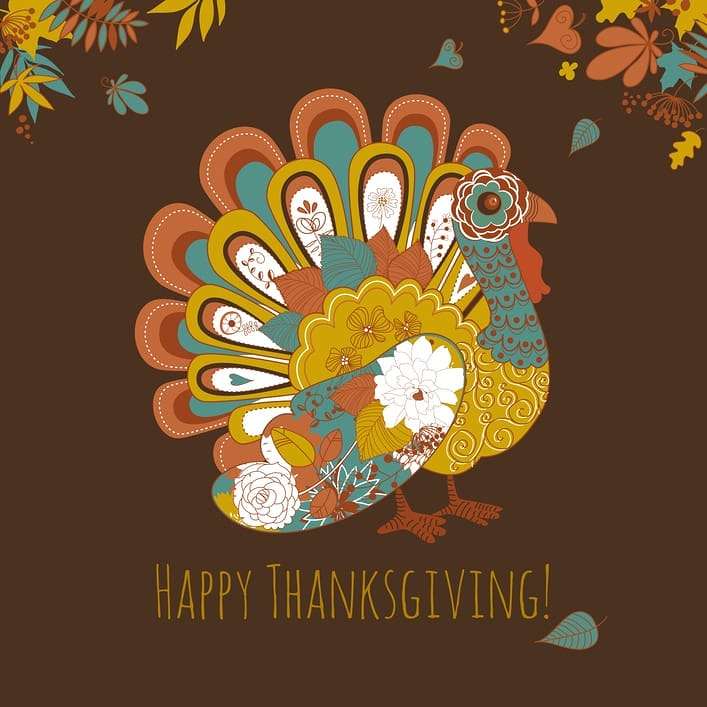 Happy Thanksgiving beautiful turkey card Giving Thanks by the Numbers
