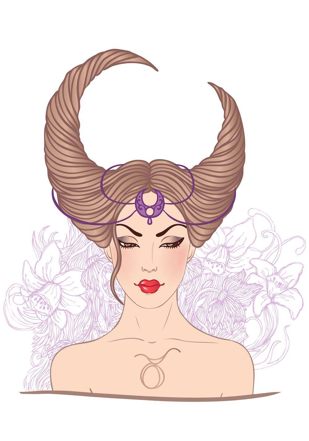 Taurus astrological sign as a beautiful girl mystical woman symbolizing mercury