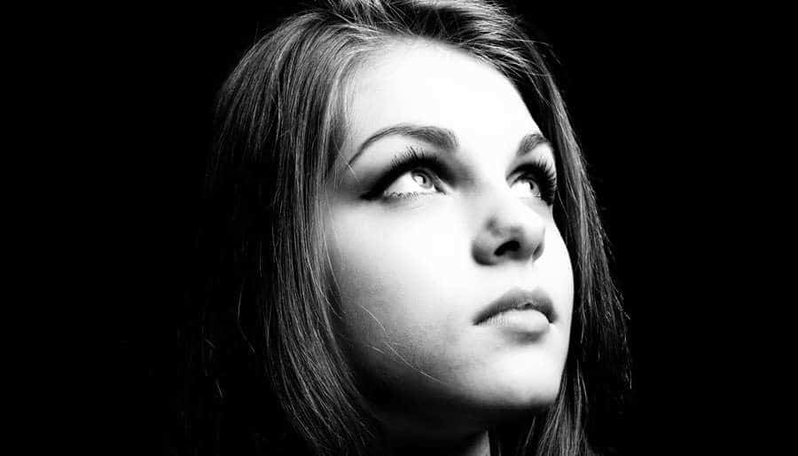Chiron-Wounded-Healer Thoughtful Girl Portrait in Black & White