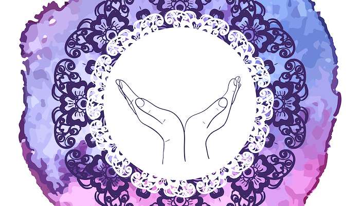 Element yoga mudra hands with mehndi patterns. 3 Ways to Shift Your Karma For A Better Present & Future