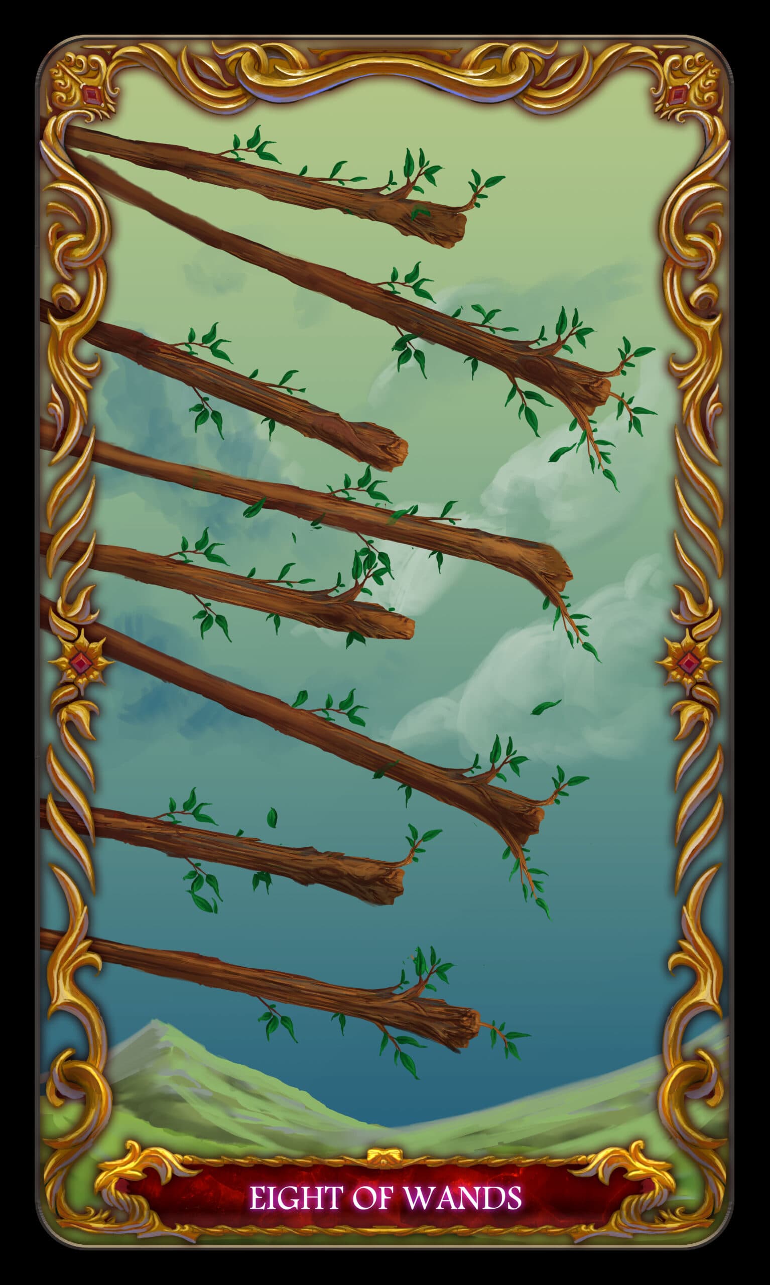Eight of Wands tarot card Eight of Wands tarot card