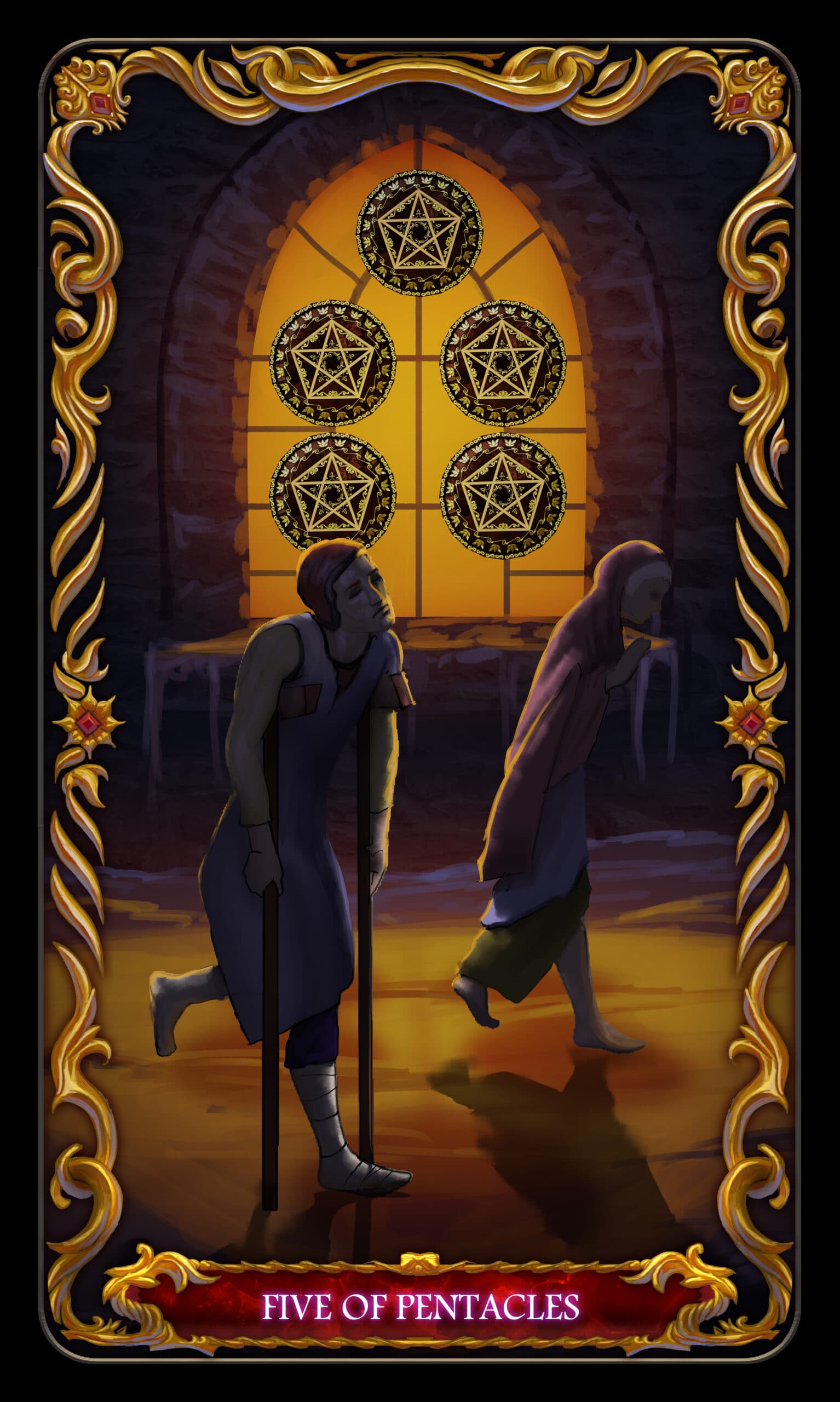 Five of Pentacles Five of Pentacles Tarot Card