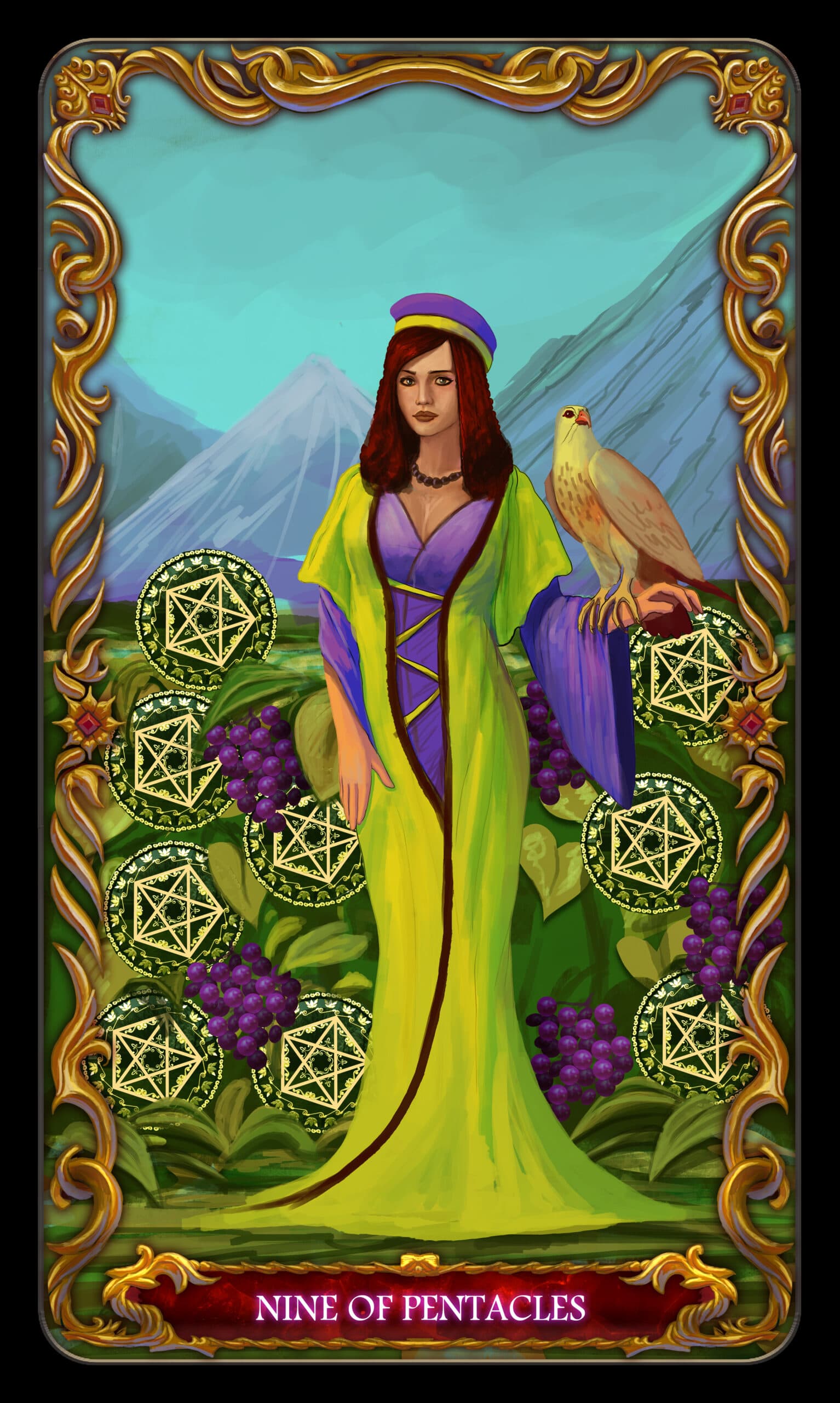 Nine of Pentacles Nine of Pentacles Tarot Card