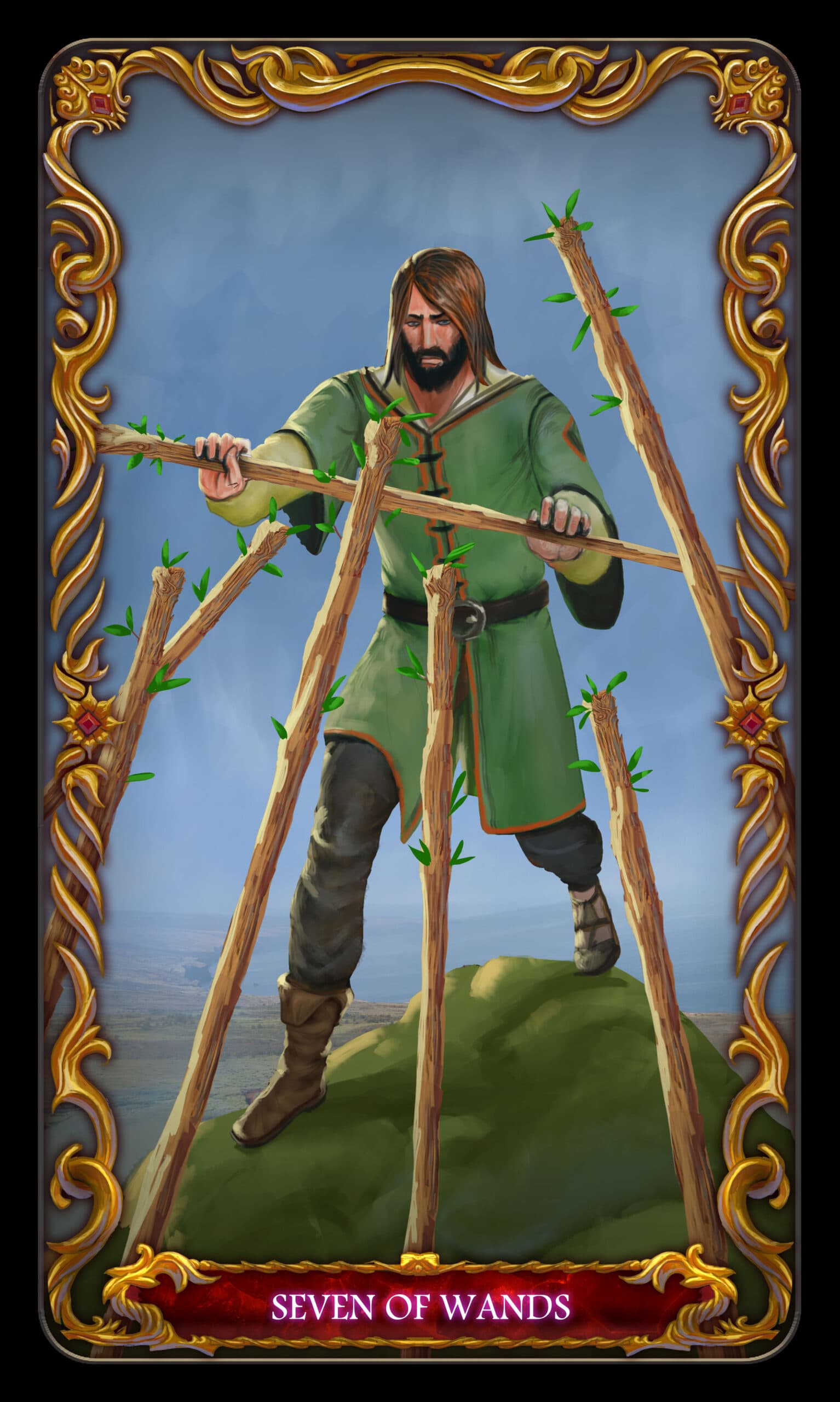 Seven of Wands tarot card Seven of Wands tarot card