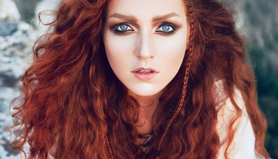 Brigid Dramatic Red-haired woman with Blue Eyes - Goddess Brigid