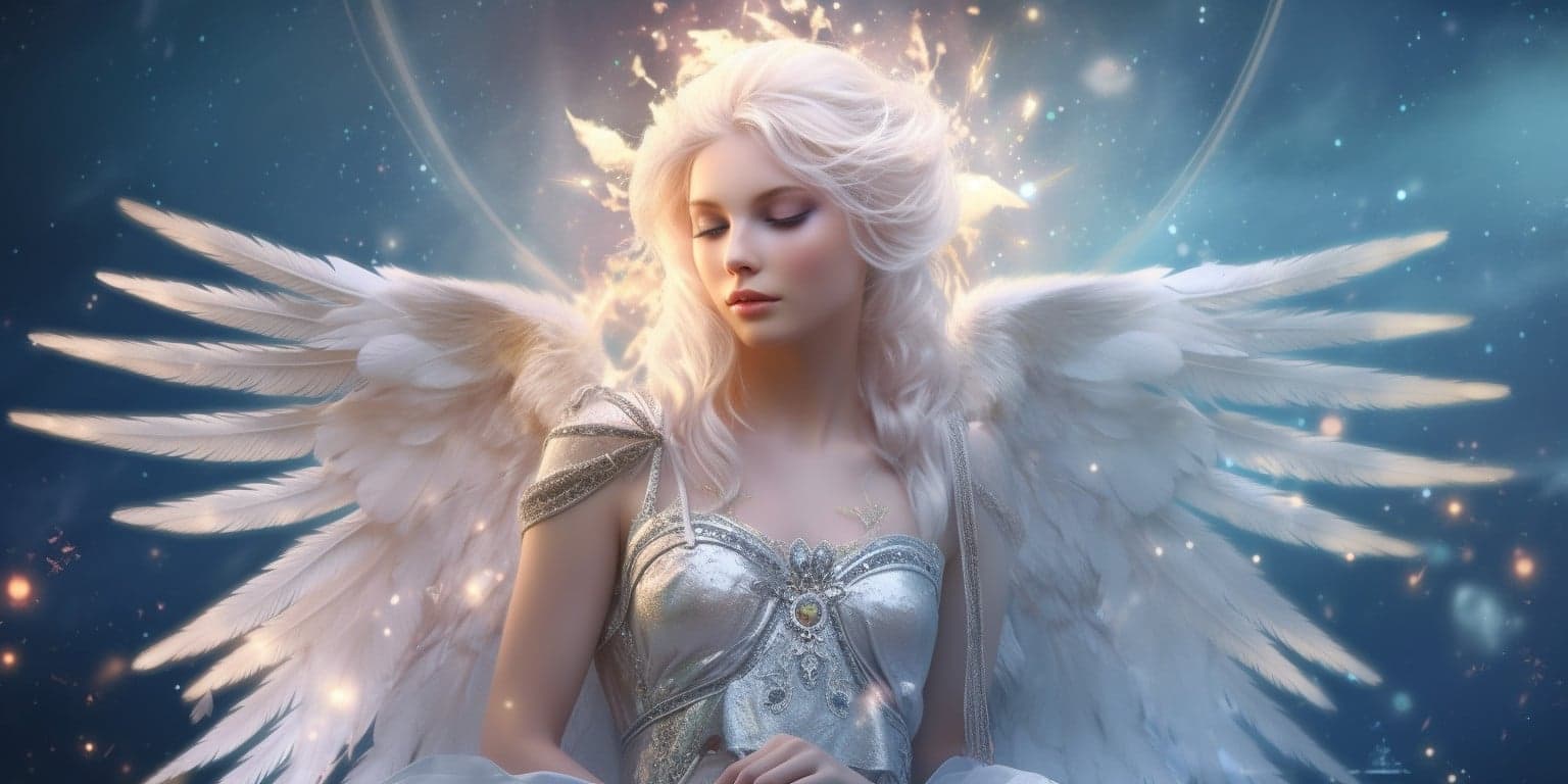 angel_a619-0400 Angel Number 533 - Angel with long light hair. Her wings are white. There's light around her.