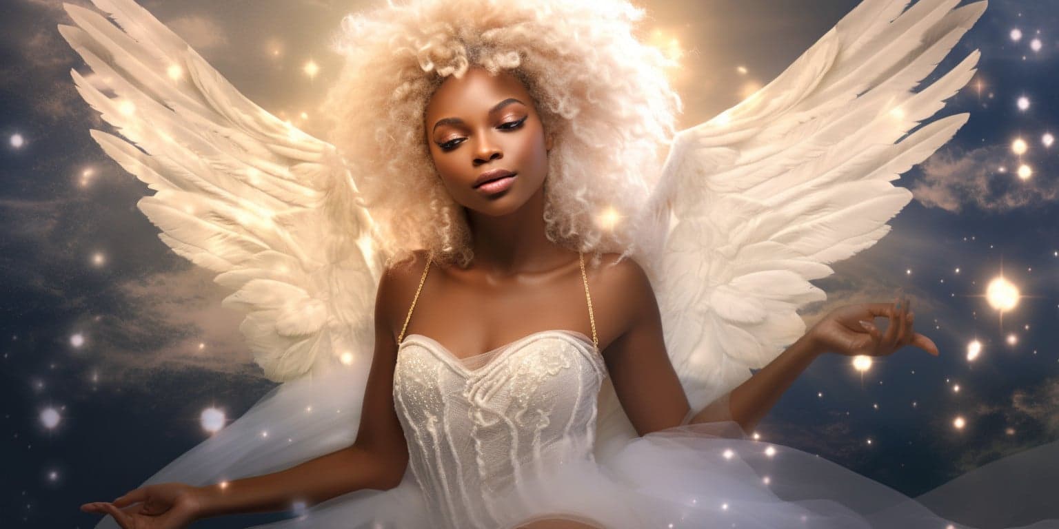 angel_a619-0419 Angel Number 477 - Angel with long blonde frizzy hair.