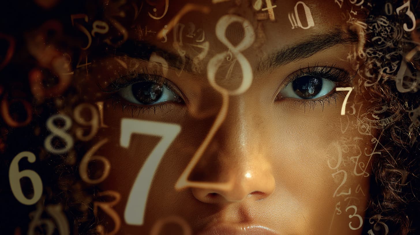 soul-urge-calculator-womans-eyes soul urge calculator, digits in front of womans face