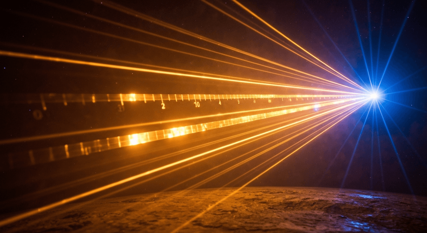 Amber light opposing cool laser measurement scales. Amber light opposing cool laser measurement scales.