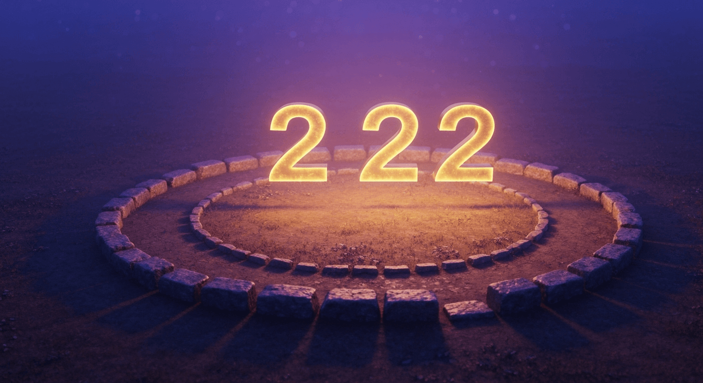 Golden "2222" floating above ancient stone circle. Golden "2222" floating above ancient stone circle.