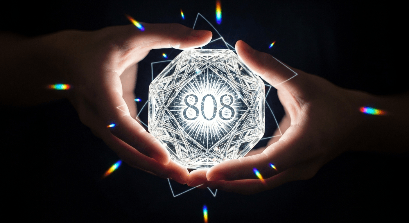 Hands holding luminous crystal with geometric light patterns. Hands holding luminous crystal with geometric light patterns.