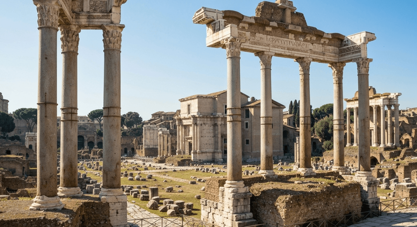 Roman forum ruins with carved numerals. Roman forum ruins with carved numerals.
