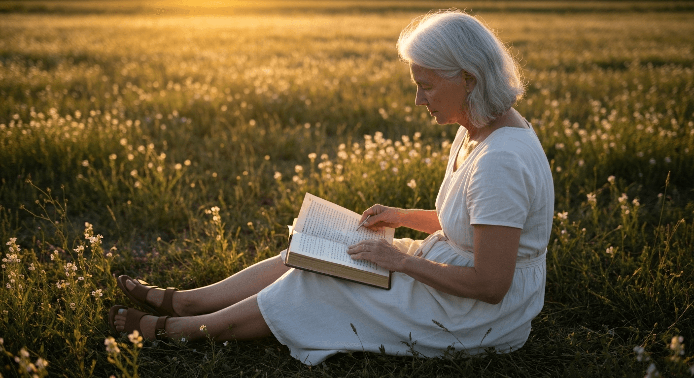 Person with numerology books in golden field. Person with numerology books in golden field.