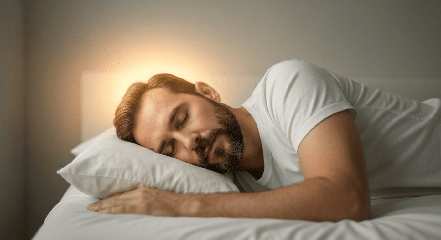 Peaceful sleeping person with light around head. Peaceful sleeping person with light around head.