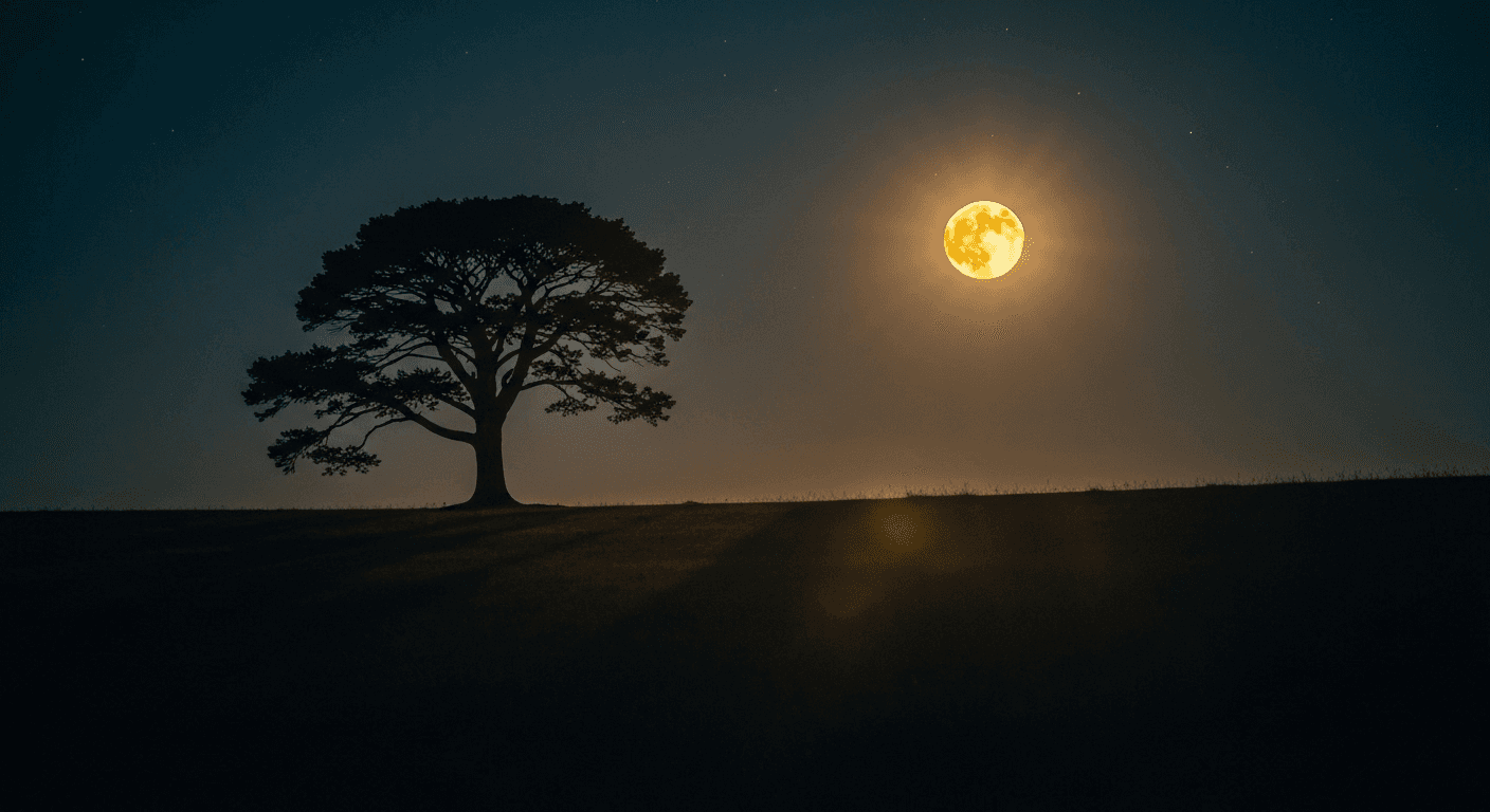 Full moon casting light through clouds magically. Full moon casting light through clouds magically.