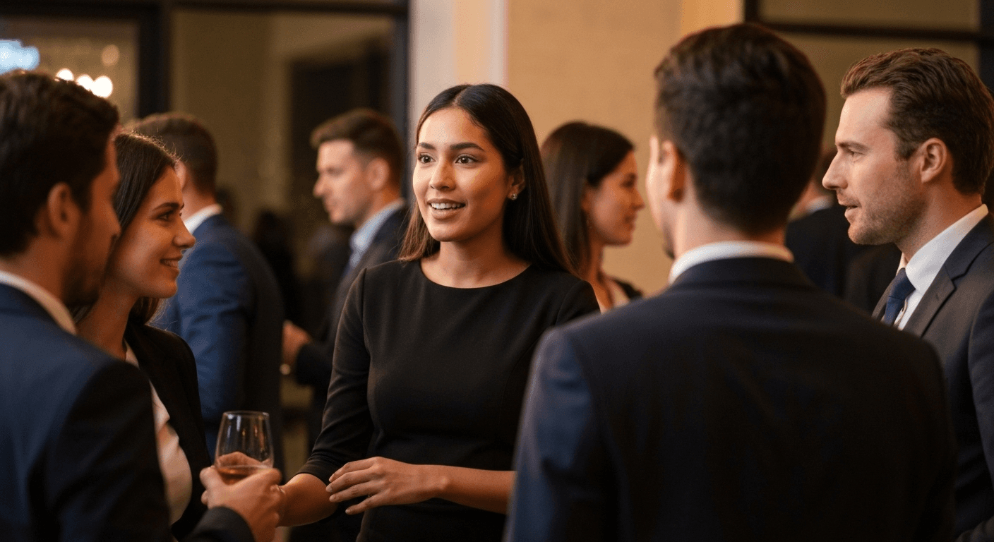 Business person networking at upscale evening party. Business person networking at upscale evening party.