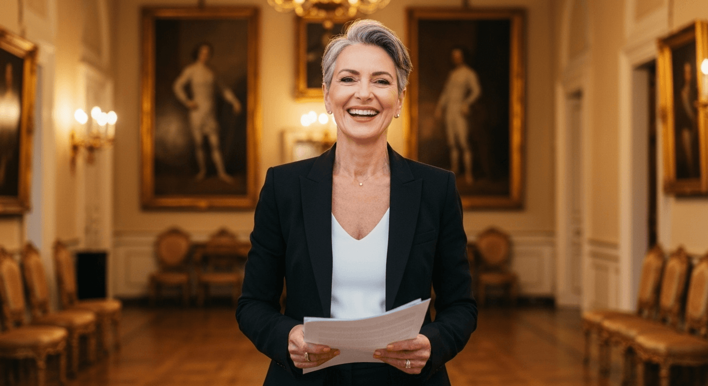 Confident person in elegant room projecting authority. Confident person in elegant room projecting authority.