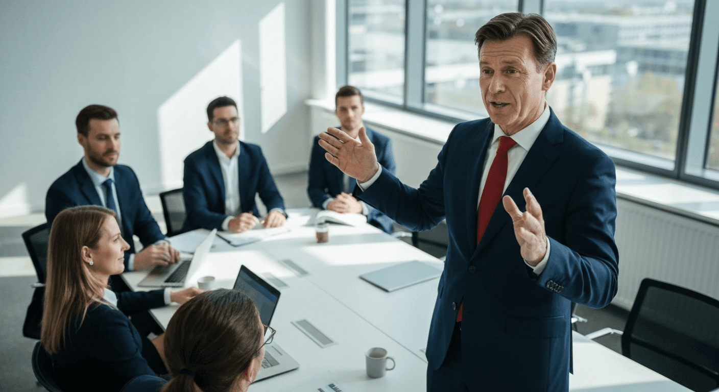 Confident person gesturing while speaking to group. Confident person gesturing while speaking to group.