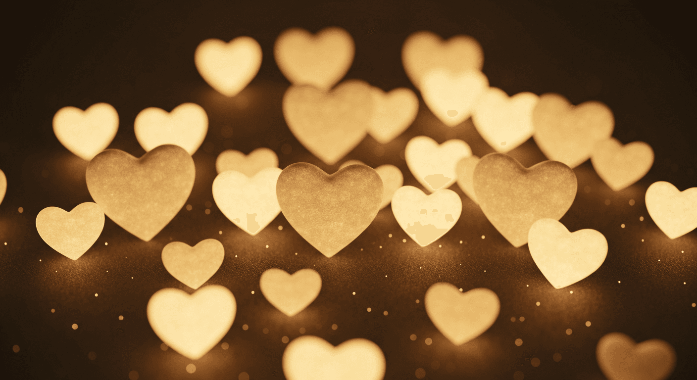 Golden hearts floating in cosmic starlight space. Golden hearts floating in cosmic starlight space.