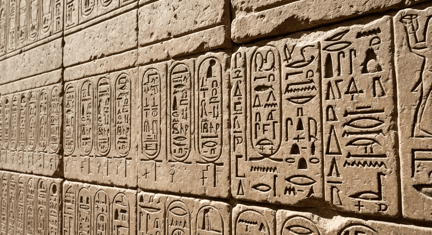 Ancient Egyptian stone tablets with hieroglyphic calculations. Ancient Egyptian stone tablets with hieroglyphic calculations.