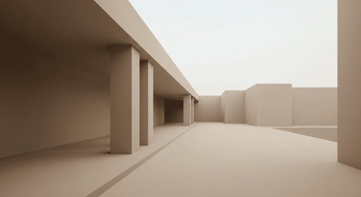 Minimalist geometric structures extending infinitely from central axis. Minimalist geometric structures extending infinitely from central axis.