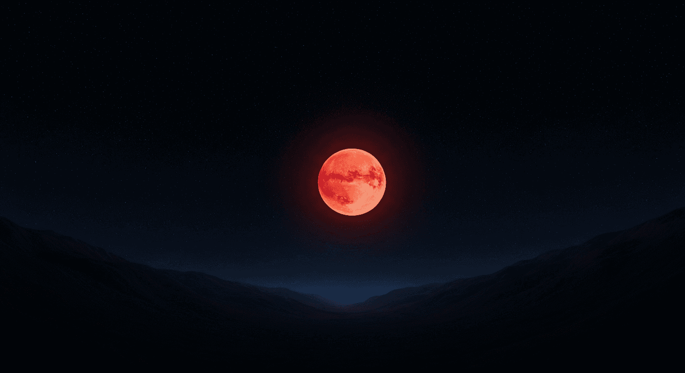 Mars glowing red above rolling hills. Mars glowing red above rolling hills.