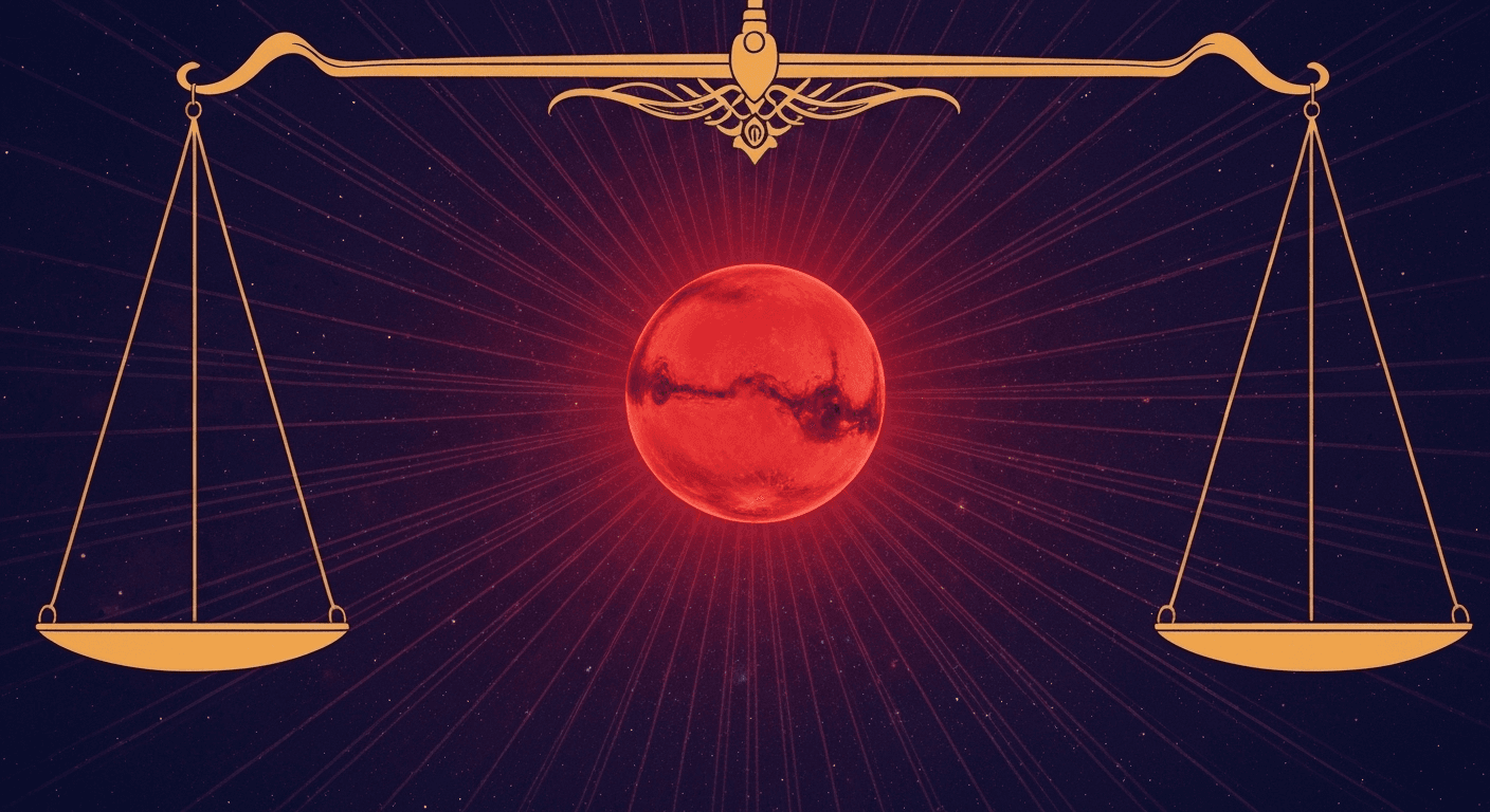 Mars glowing red with celestial scales symmetry Mars glowing red with celestial scales symmetry