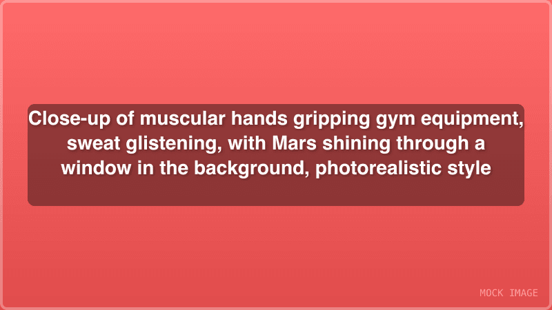 Muscular hands gripping gym equipment, Mars visible. Muscular hands gripping gym equipment, Mars visible.