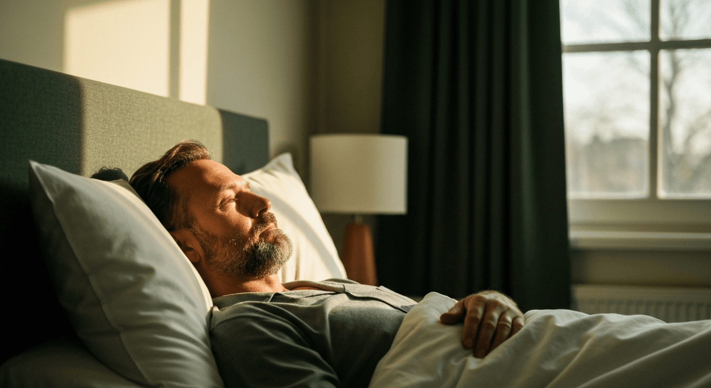 Golden light streaming onto peaceful sleeping figure. Golden light streaming onto peaceful sleeping figure.