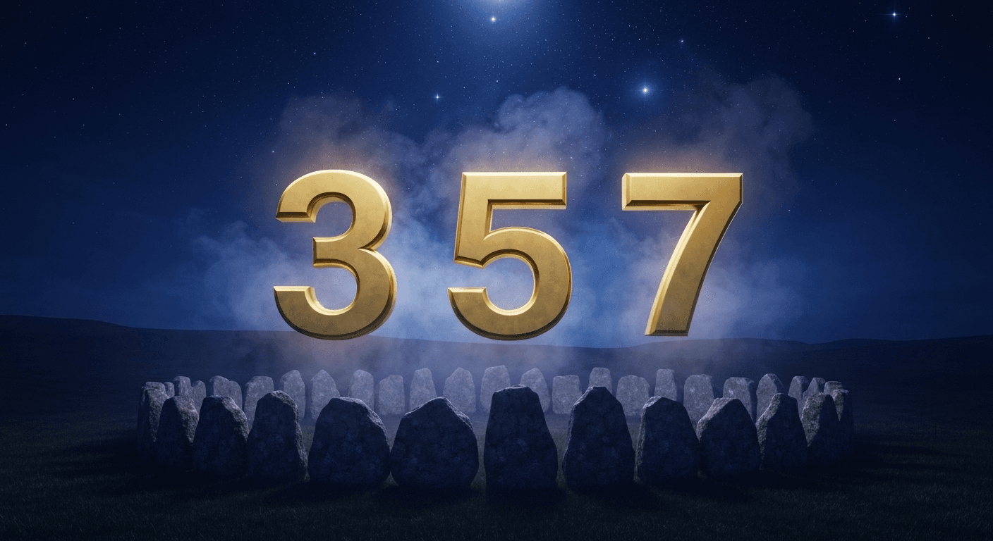 Golden numerals floating above ancient stone circle. Golden numerals floating above ancient stone circle.