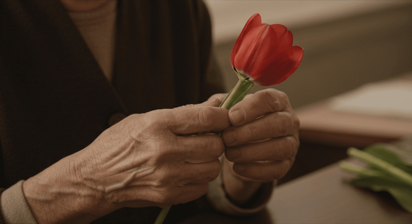 Hands gently holding delicate flower in golden light. Hands gently holding delicate flower in golden light.
