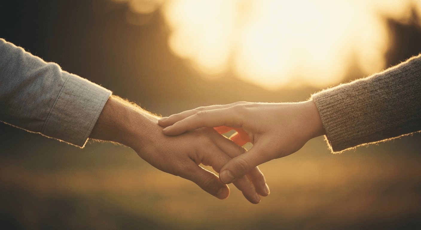 Two hands joining together in golden light. Two hands joining together in golden light.