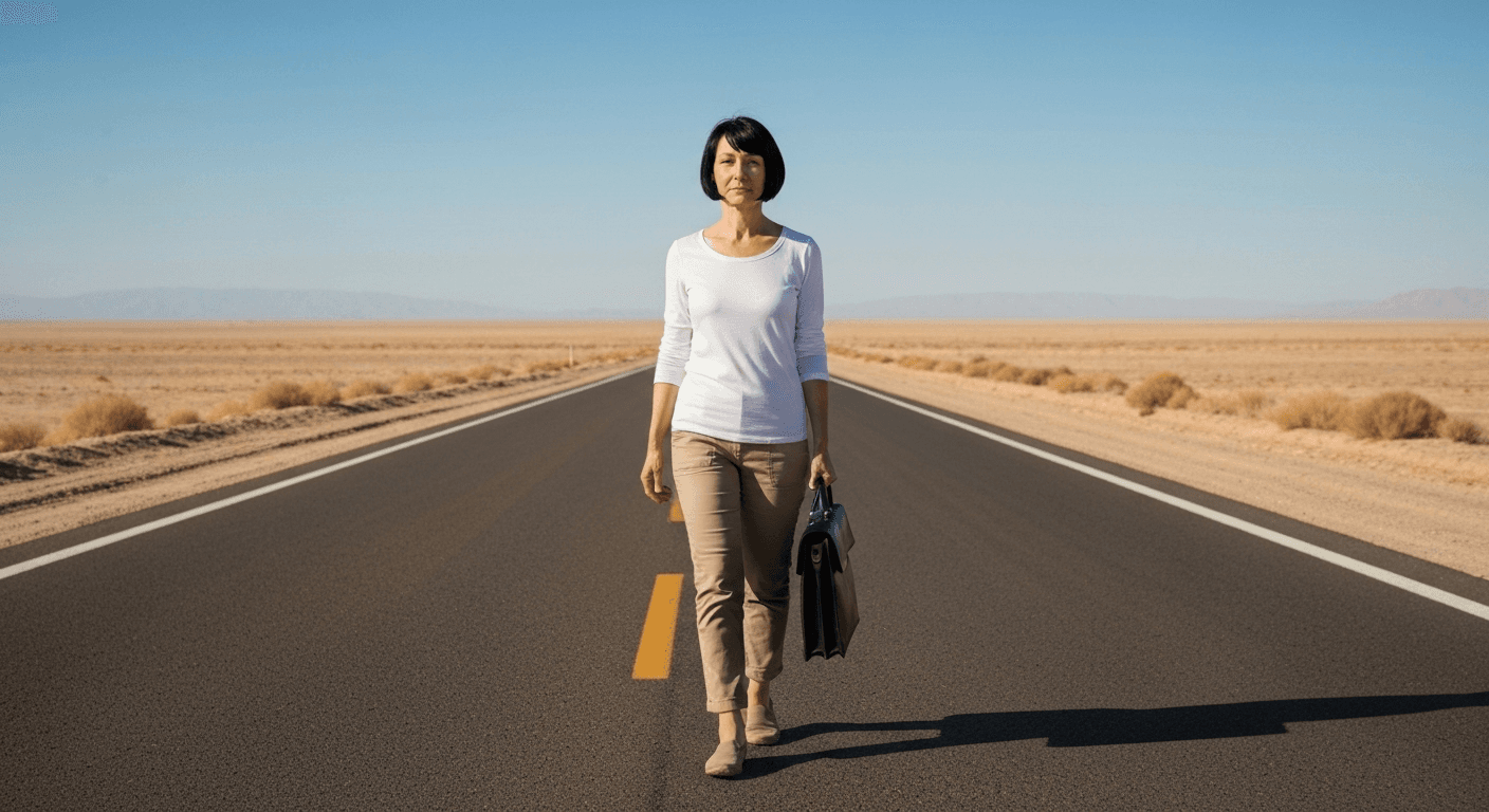 Person walking alone on desert road. Person walking alone on desert road.