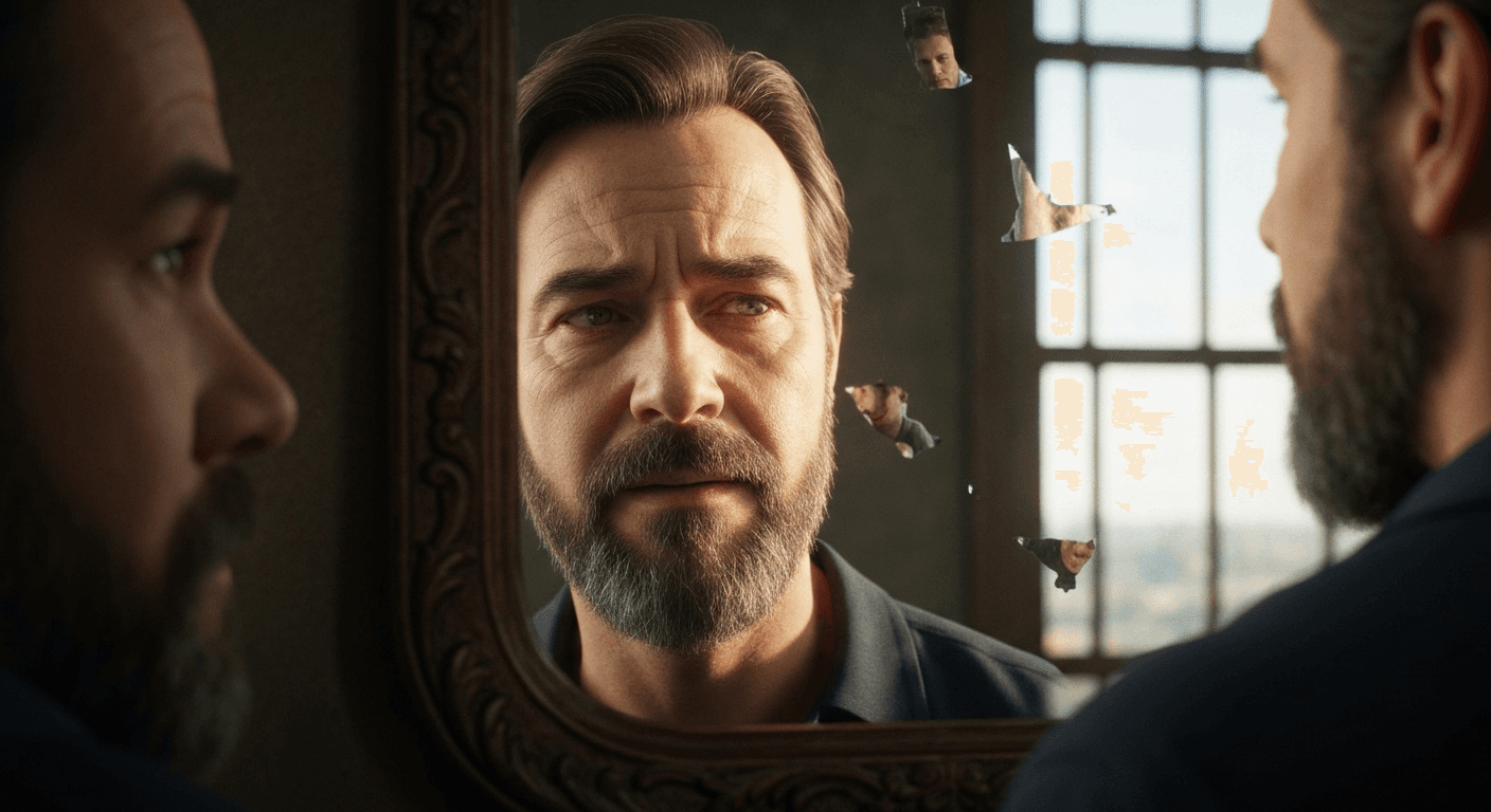 Face reflected in mirror showing dream inconsistencies. Face reflected in mirror showing dream inconsistencies.