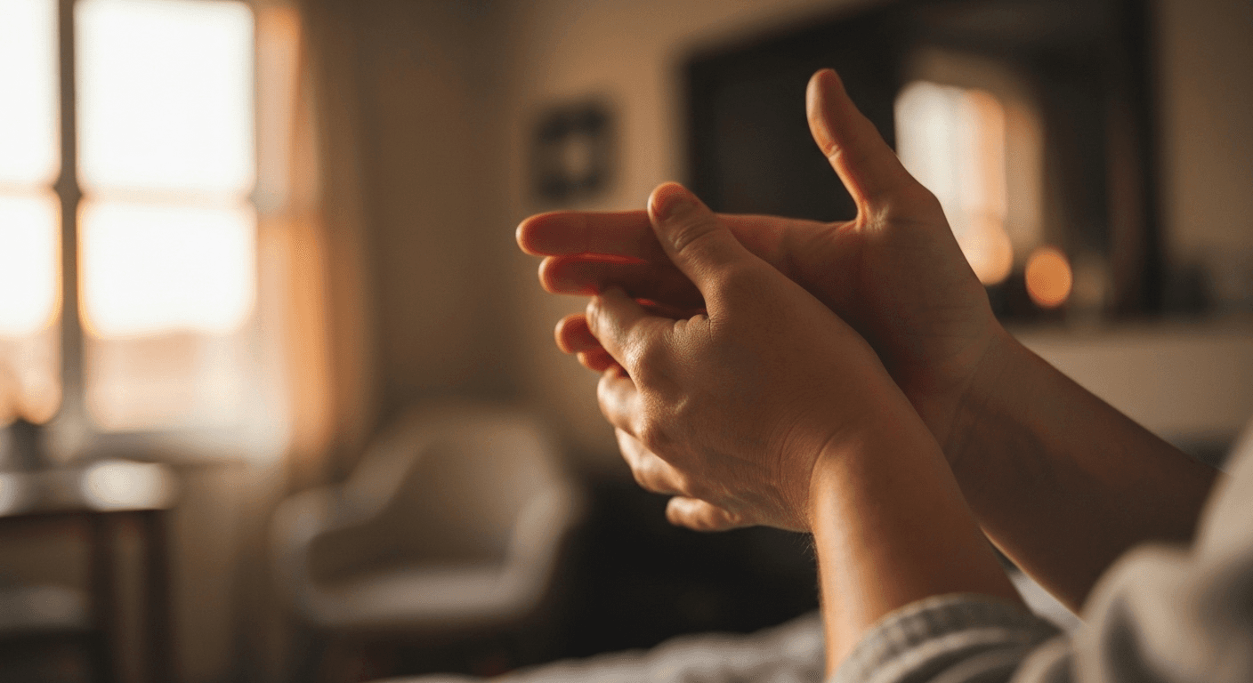Hands rubbing together in warm golden light. Hands rubbing together in warm golden light.