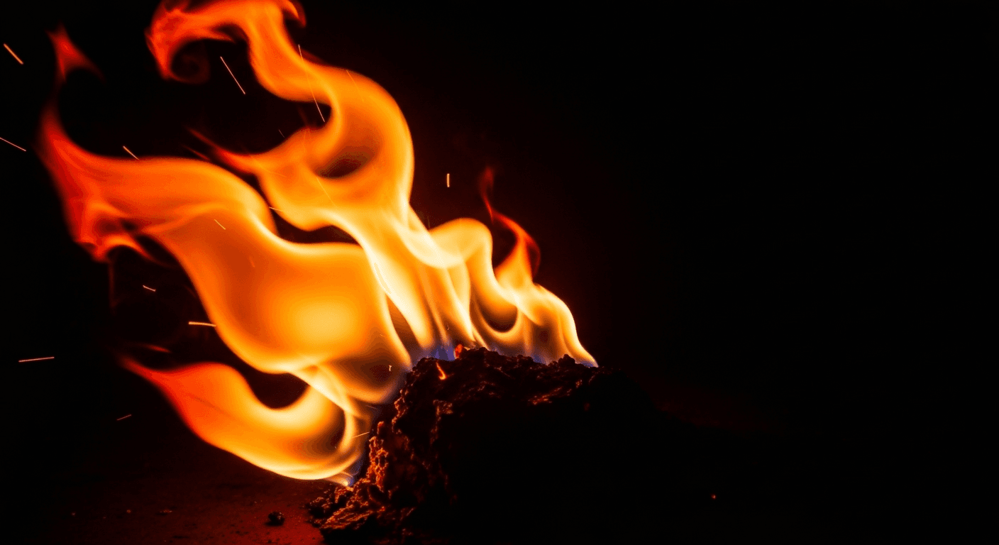 Flame igniting from spark against dark background. Flame igniting from spark against dark background.