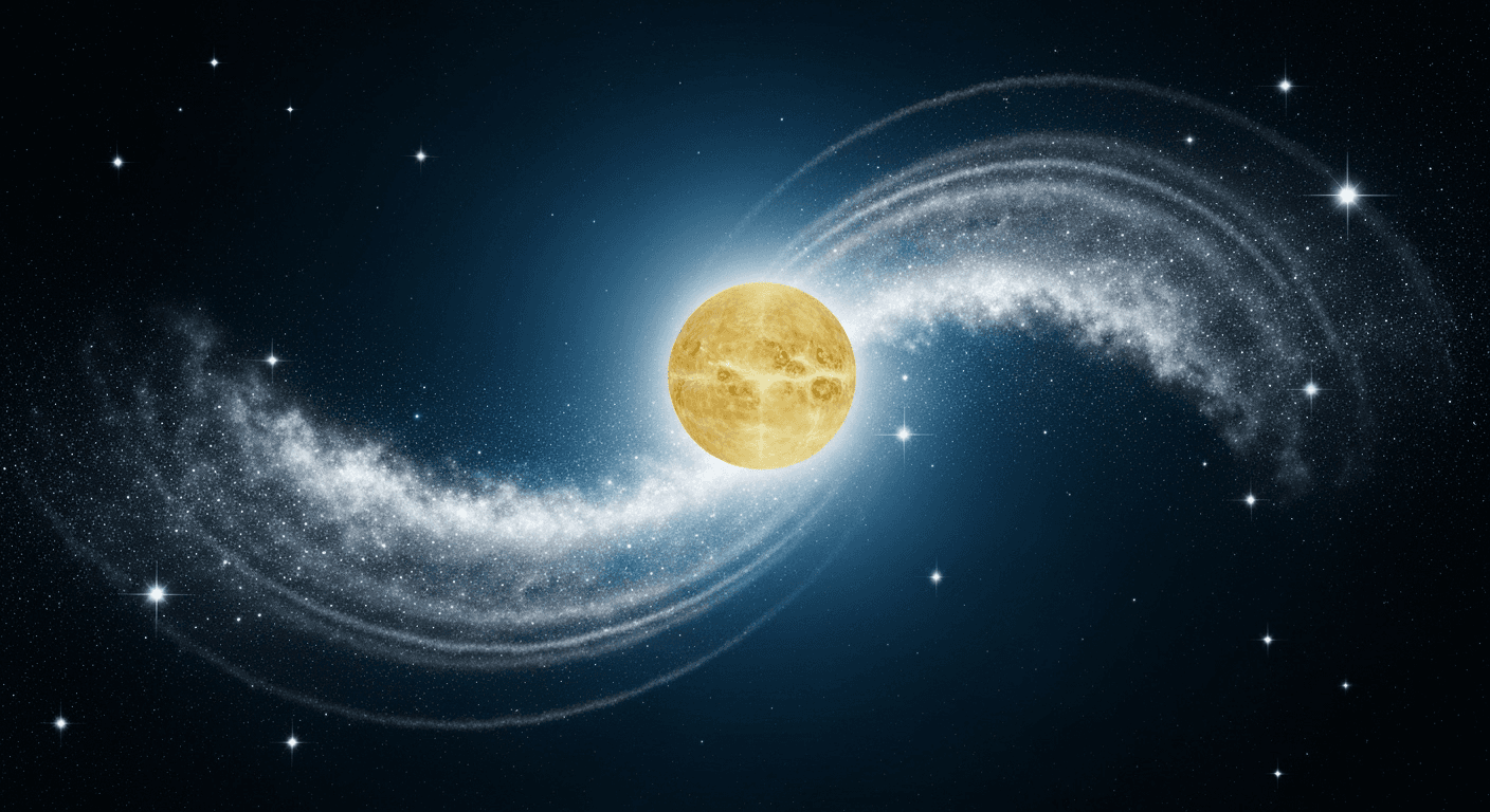 Venus glowing above Aquarius constellation with stardust. Venus glowing above Aquarius constellation with stardust.