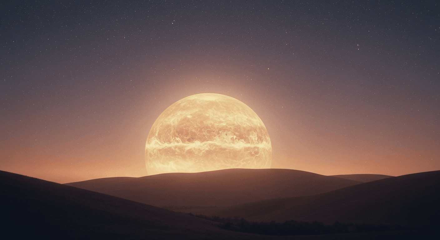 Venus glowing softly above rolling hills starry Venus glowing softly above rolling hills starry