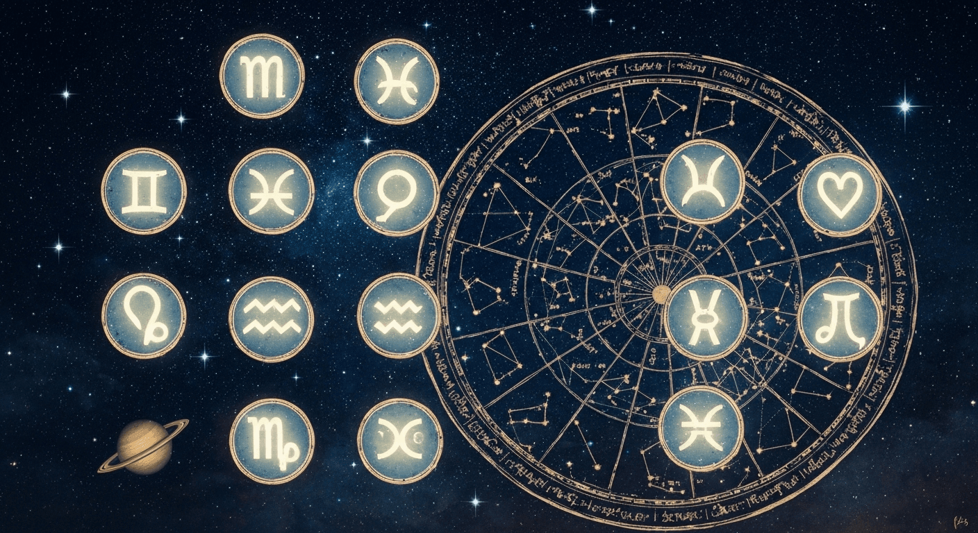 Glowing astrological birth chart against starry sky. Glowing astrological birth chart against starry sky.